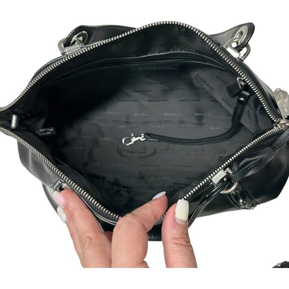 MICHAEL Michael Kors Sadie Leather Satchel in Black with Silver Hardware - Picture 11 of 16